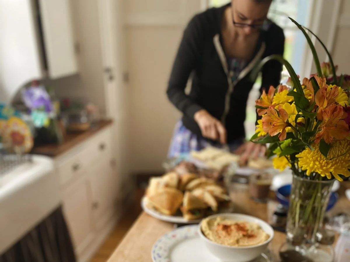 A retreat meal spread prepared by the chef
